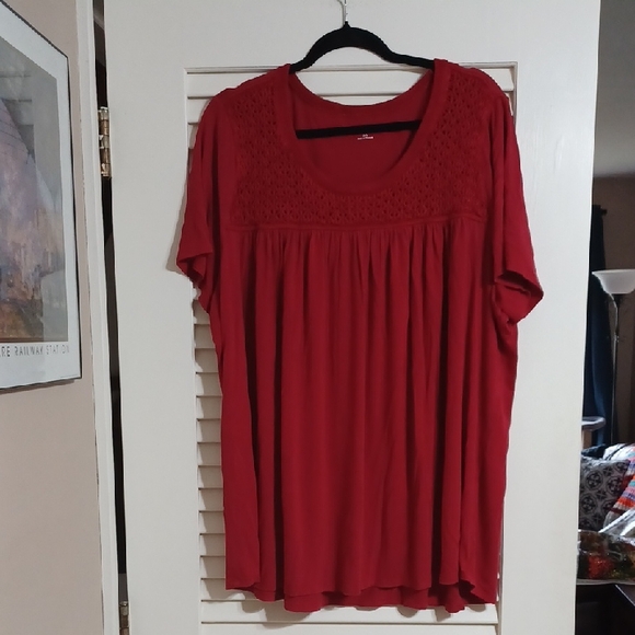 croft & barrow Tops - Croft & Barrow Women's 3X Red Blouse with Crochet Details